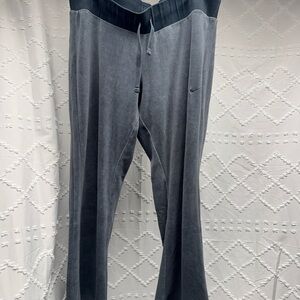 Vintage Nike The Athletic Dept. Women's Velour Wide Leg Track Pants Gray XL Y2K